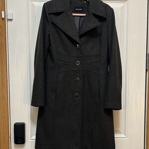 Nine West Gray Wool Blend Pea Coat Style Trench Dark Gray Size 8